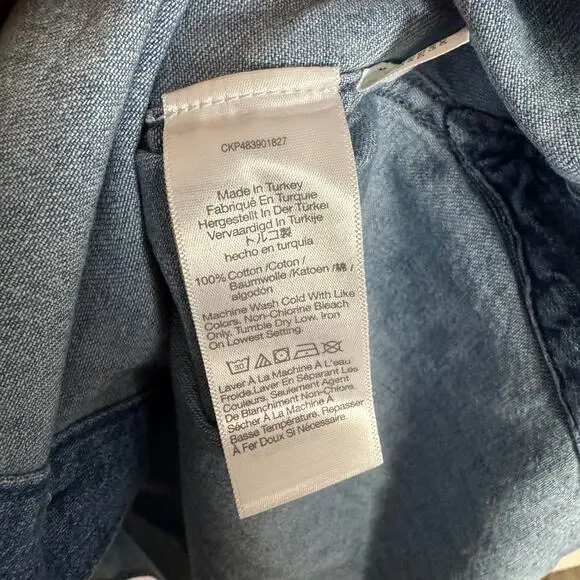 Madewell Denim Oversized Button-Up Shirt WMNS S Marnie Wash Long Sleeve Collared - Picture 8 of 9